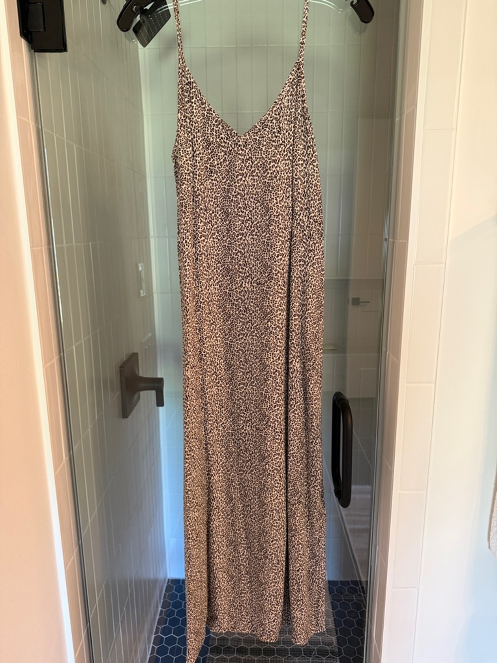 Jenni Kayne Spaghetti Strap Leopard Print Maxi Dress - Black & Cream